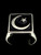 Sterling silver ring Crescent Moon and Star Islam Muslim Flag symbol with Black enamel high polished 925 silver