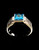 Classic Sterling silver men's ring with a stunning Princess cut Blue CZ and 16 small White CZ