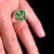 Sterling silver ancient symbol ring Neptune's Trident Poseidon with Green enamel high polished 925 silver