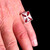 Sterling silver men's Biker ring Iron Cross Chopper symbol with Red enamel 925 silver