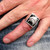 Sterling silver men's ring Chess symbol The knight Horse with Black enamel 925 silver