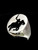 Oval silver men's ring Medieval Knight on Horse with Black enamel high polished 925 silver