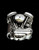 Detailed silver men's Biker ring Pan head Engine Big Bike Twin head antiqued 925 silver