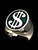 Sterling silver men's ring US Dollar symbol $ on Green enamel 925 silver
