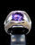 Sterling silver men's Solitaire ring with a Stunning Purple CZ high polished 925 silver
