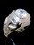 Sterling silver men's ring Two Crosses with a Sparkling round Princess cut White CZ 925 silver