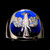 Sterling silver ring Garuda Hindu creature Mythical animal Bird Indonesia with Blue enamel