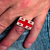 Sterling silver Knights Templar ring Five Cross Flag medieval kingdom of Georgia with Red enamel high polished 925 silver