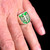 Sterling silver men's ring Medieval Eagle on Shield coat of arms with Green enamel high polished 925 silver