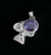 Sterling silver Skull shaped Pendant with a Big purple round cut CZ Eye 925 silver