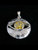 Sterling silver Eye shaped Pendant with a Shiny round cut Yellow CZ high polished 925 silver