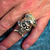 Sterling silver men's Skull ring Army Chef Cook on Crossed Knife and Fork antiqued 925 silver