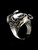 Sterling silver men's Skull ring Granny with Rose Flowers high polished and antiqued 925 silver