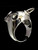Sterling silver men's ring Horned Vampire Skull Dracula high polished and antiqued 925 silver