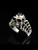 Sterling silver ring Evil Skeleton number 13 symbol on Skull and Bones antiqued 925 silver