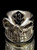 Sterling silver Skull ring 13 Outlaw Biker symbol Grinning Bully Skull with Black enamel high polished 925 silver