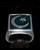 Sterling silver men's ring Crescent Moon and Star symbol of Islam on Green enamel 925 silver