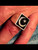 Sterling silver men's ring Crescent Moon and Star symbol of Islam on Green enamel 925 silver
