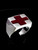 Sterling silver men's ring Red Cross Emergency symbol First Aid Flag high polished 925 silver