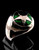 Sterling silver ring Wild West Cowboy Sheriff Star on Green enamel dome high polished 925 silver