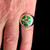 Sterling silver ring Wild West Cowboy Sheriff Star on Green enamel dome high polished 925 silver
