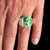 Sterling silver Card player symbol ring Yin Yang and Spades with Green enamel high polished 925 silver