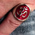 Sterling silver Buddhist symbol ring Ohm sacred sound Buddhism on Red enamel high polished 925 silver