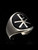 Sterling silver Symbol ring Chi Ro XP Christian Warrior Cross with Black enamel high polished 925 silver