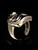 Sterling silver ring Harlequin Mask Italy Comedia del Arte with Black enamel high polished 925 silver