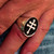 Oval Sterling silver ring Lorraine Cross France Heraldic symbol with Black enamel high polished 925 silver