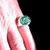 Oval Sterling silver letter ring SON one word capital letters with Green enamel high polished 925 silver