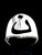 Sterling silver initial ring Arabic letter Nun Nuun Nonou Thaana symbol with Black enamel 925 silver
