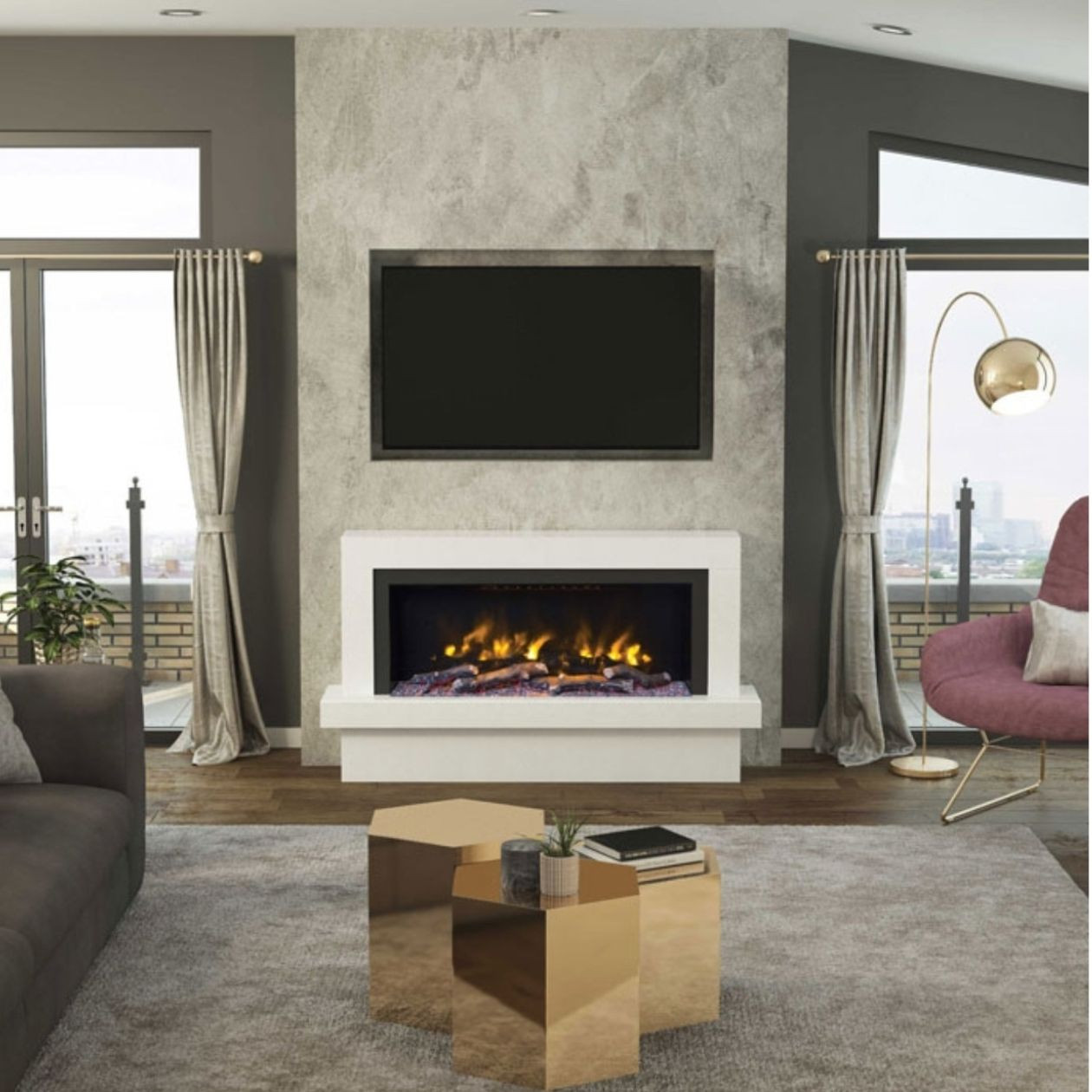 Elgin & Hall Pryzm Impero Electric Fire Suite | West Country Fires