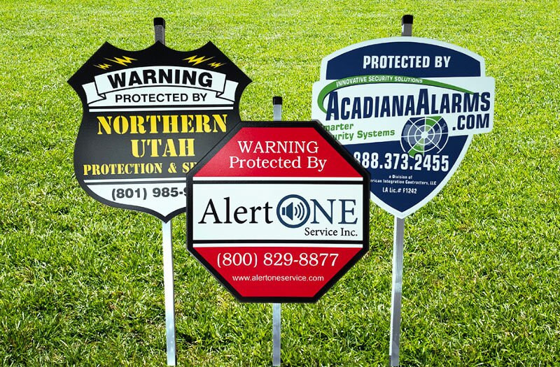 Custom Reflective Aluminum Safety Security Signs Plastic with Metal Pole Stakes