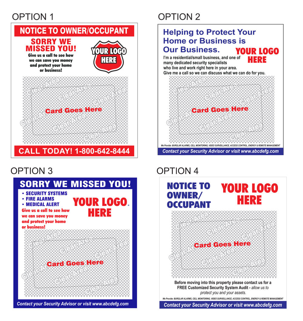 Examples of Window Clings with Business Card Inserts