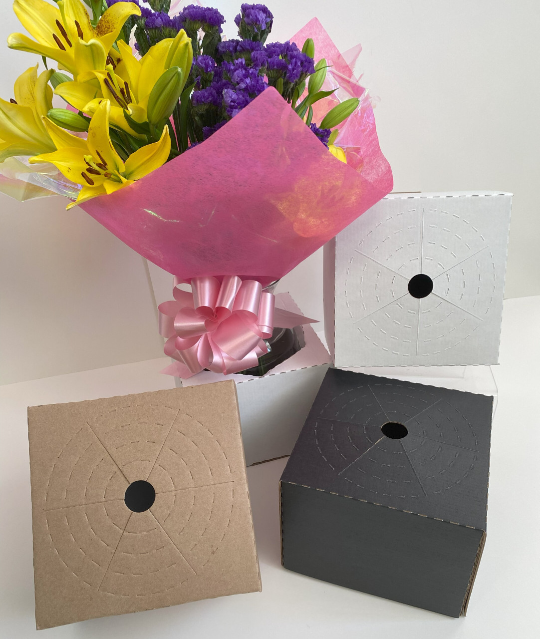 Floral Corrugated Vase Holder Box