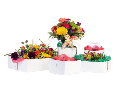 Petal White Waxed End-Lock Floral Delivery Trays