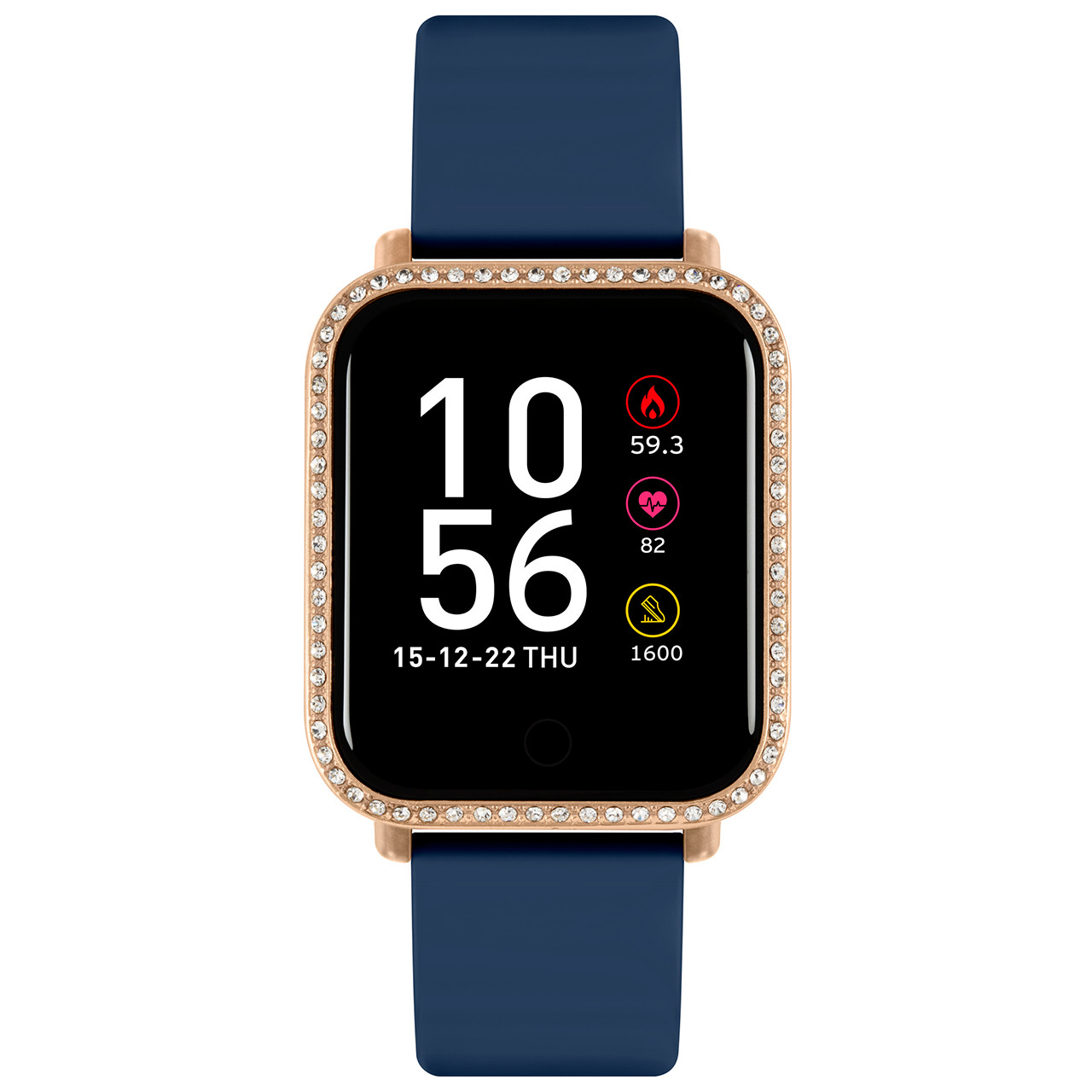 Rose gold watch on sale with navy band