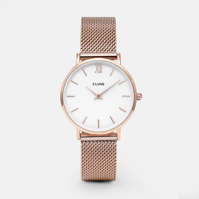 CLUSE Minuit Mesh Rose Gold/White CW0101203001 - Heart and Grace Pty Ltd