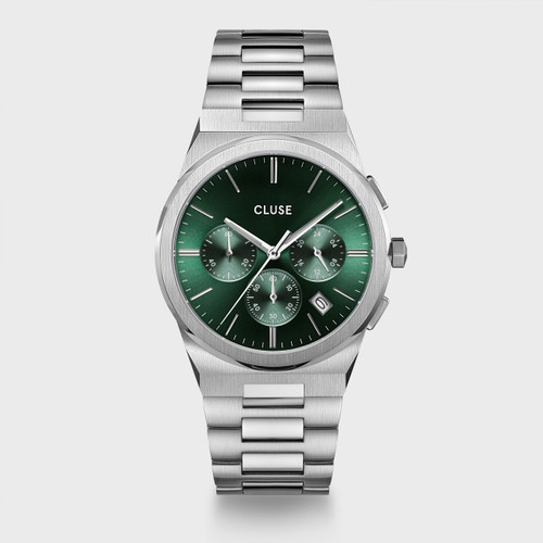 CLUSE Vigoureux Chrono Steel, Green, Silver Colour
