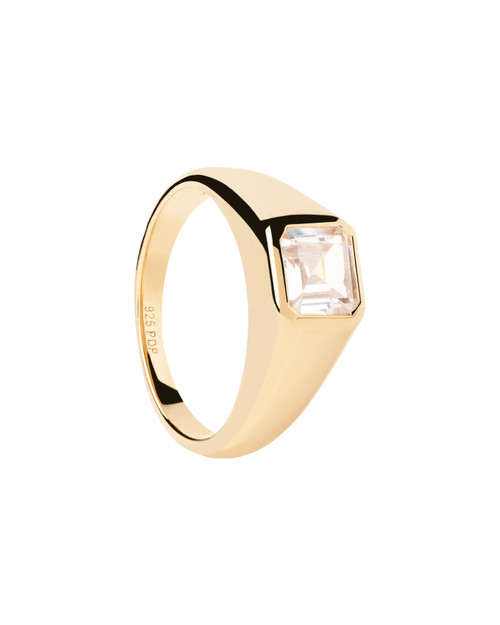 PDPAOLA Square Shimmer Gold Stamp Ring