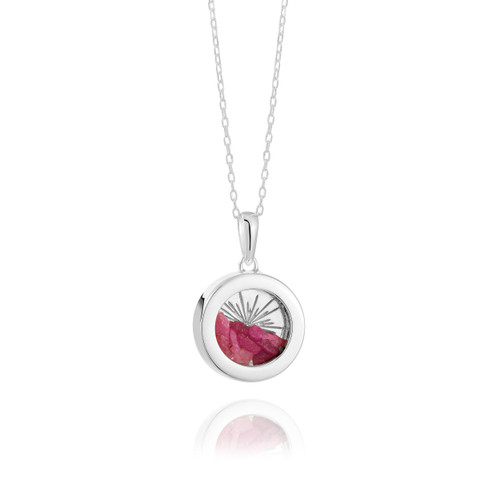Rachel Jackson Small Deco Sun Amulet Birthstone Silver Necklace Ruby Rachel Jackson Small Deco Sun Amulet Birthstone Silver Necklace Ruby