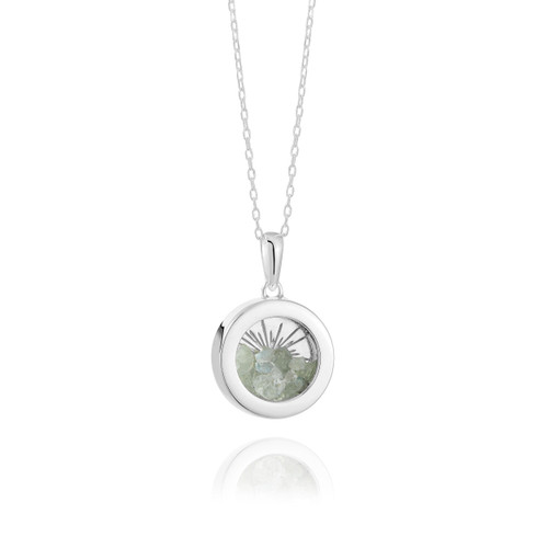 Rachel Jackson Small Deco Sun Amulet Birthstone Silver Necklace Aquamarine Rachel Jackson Small Deco Sun Amulet Birthstone Silver Necklace Aquamarine