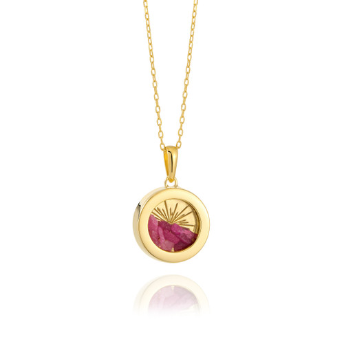 Rachel Jackson Small Deco Sun Amulet Birthstone Necklace Ruby Rachel Jackson Small Deco Sun Amulet Birthstone Necklace Ruby