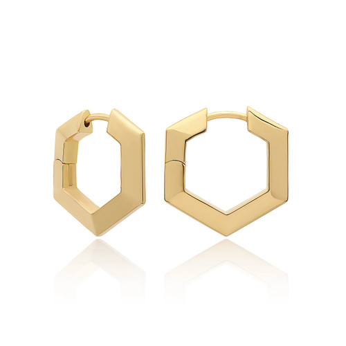 Rachel Jackson Bevelled Hexagon Hoop Earrings