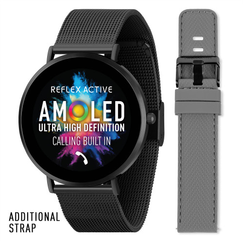 Reflex Active SERIES 42 AMOLED Ultra Slim Smart Watch Black Mesh + Grey Silicone Strap Reflex Active SERIES 42 AMOLED Ultra Slim Smart Watch Black Mesh + Grey Silicone Strap