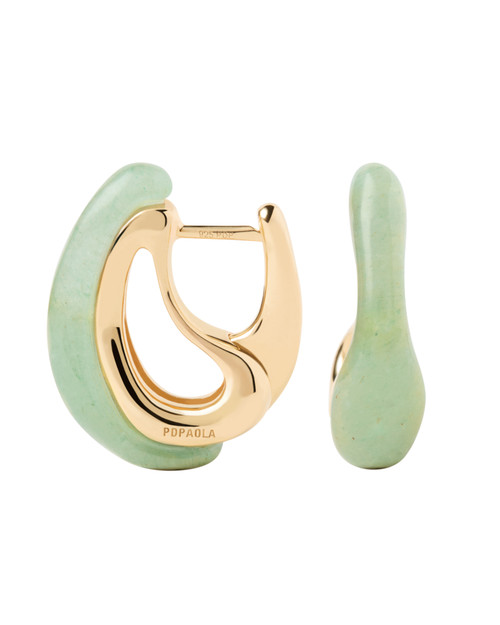 PDPAOLA Green Aventurine Brisa Hoop Earrings
