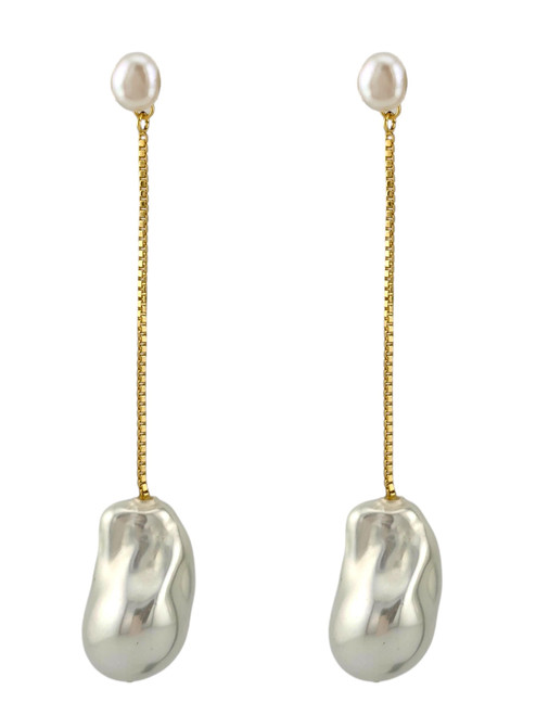 Sonne Rain Gold Chain Pearl Drop Earrings