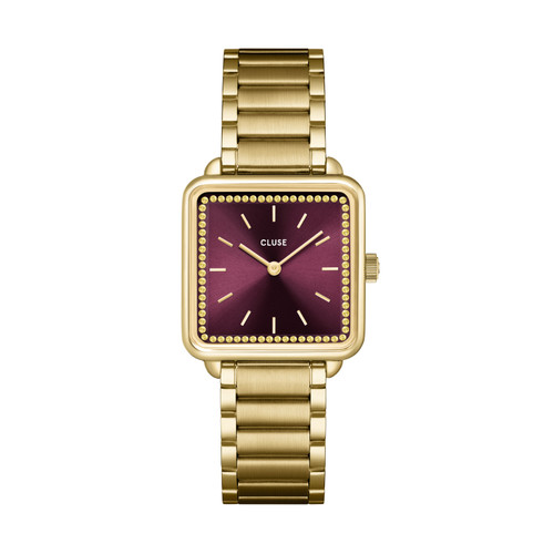 CLUSE La Tetragone Wine Gold Stones/Gold Link Watch CLUSE La Tetragone Wine Gold Stones/Gold Link Watch