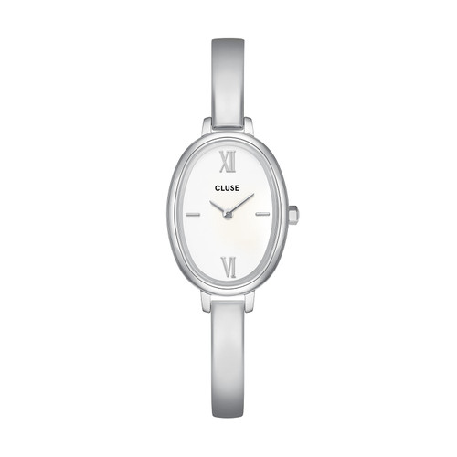 CLUSE L'Ovale Steel, White/Silver Watch